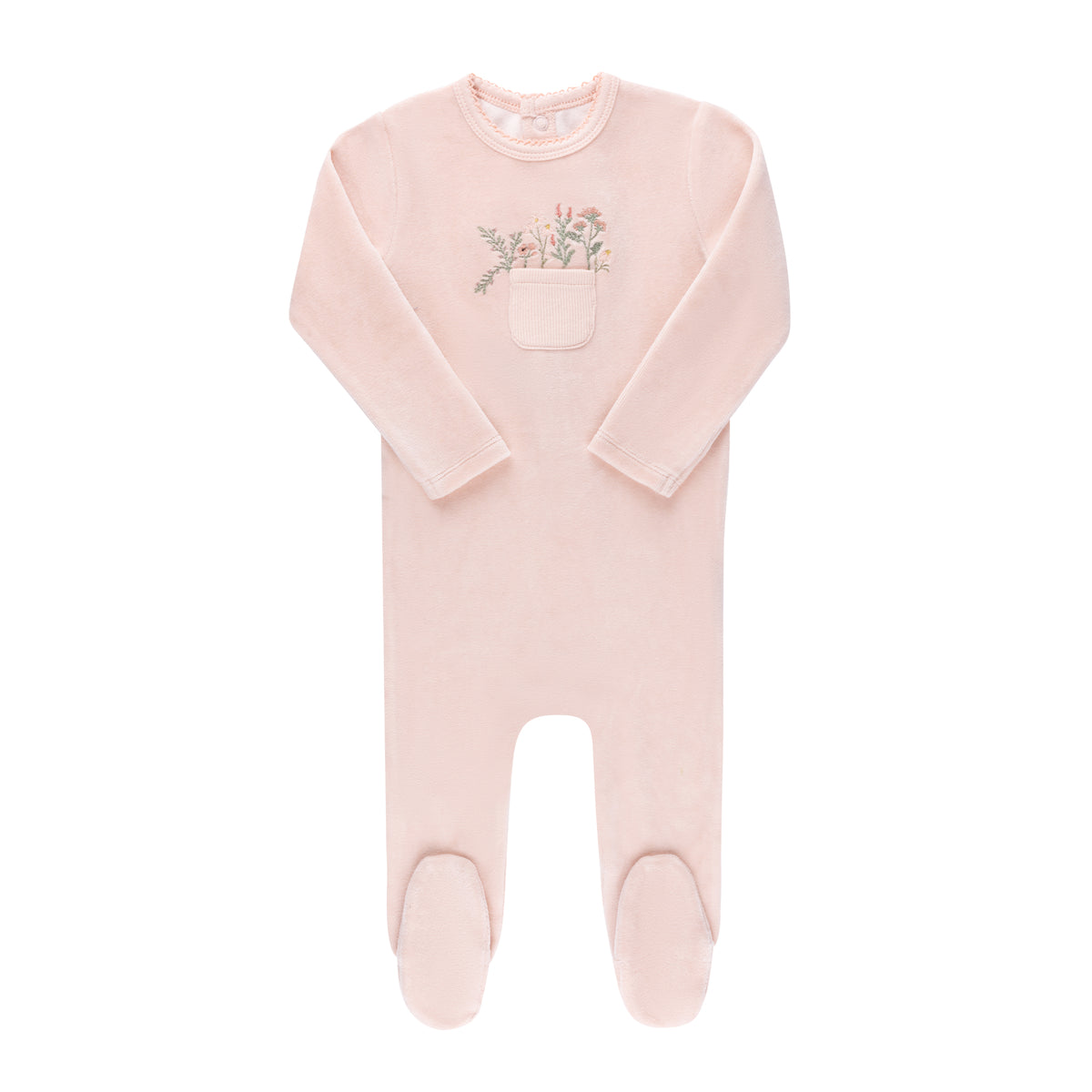 Elys & Co Velour Pocket Full of Flowers Footie