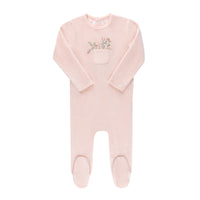 Elys & Co Velour Pocket Full of Flowers Footie