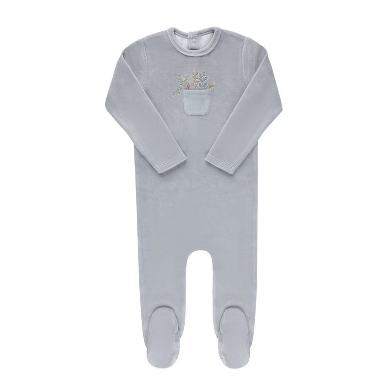 Elys & Co Velour Pocket Full of Flowers Footie