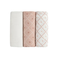 Aurora 3 Pack Muslin Burp Cloth - Pink