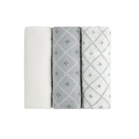 Aurora 3 Pack Muslin Burp Cloth - Blue
