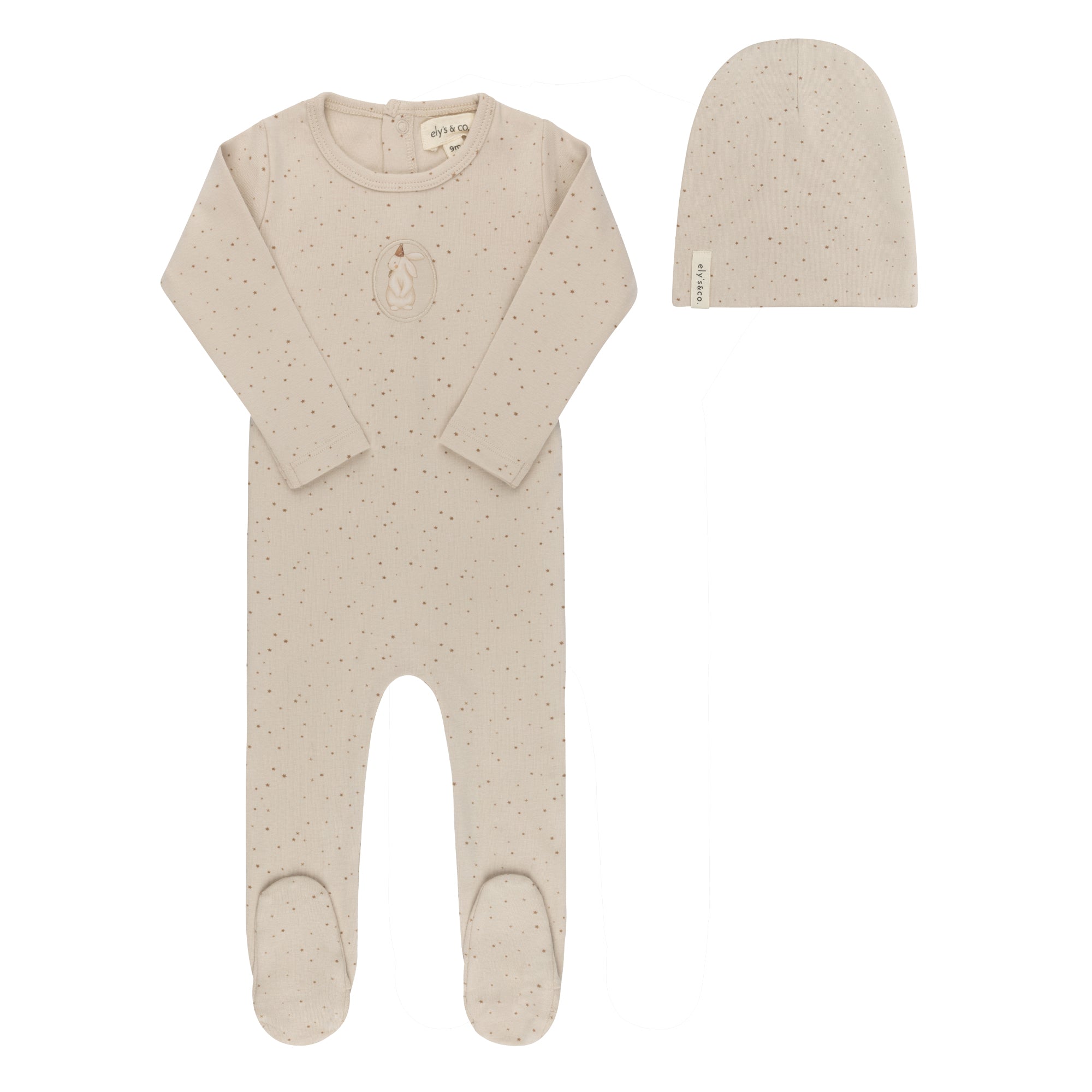 Elys & Co Bunny Footie & Beanie - Tan