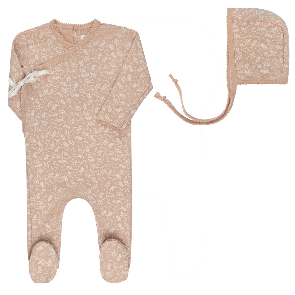 Elys & Co Vine Footie & Bonnet - Pink