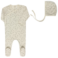 Elys & Co Vine Footie & Bonnet - Ivory Sage