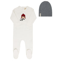 Elys & Co Autumn Kids Footie & Beanie - Ivory Blue