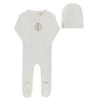Elys & Co Bunny Footie & Beanie - Ivory Tan