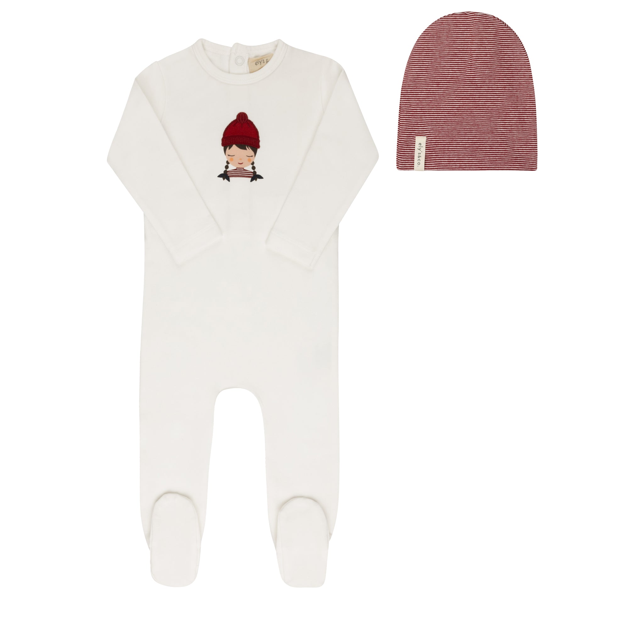 Elys & Co Autumn Kids Footie & Beanie - Ivory Pink