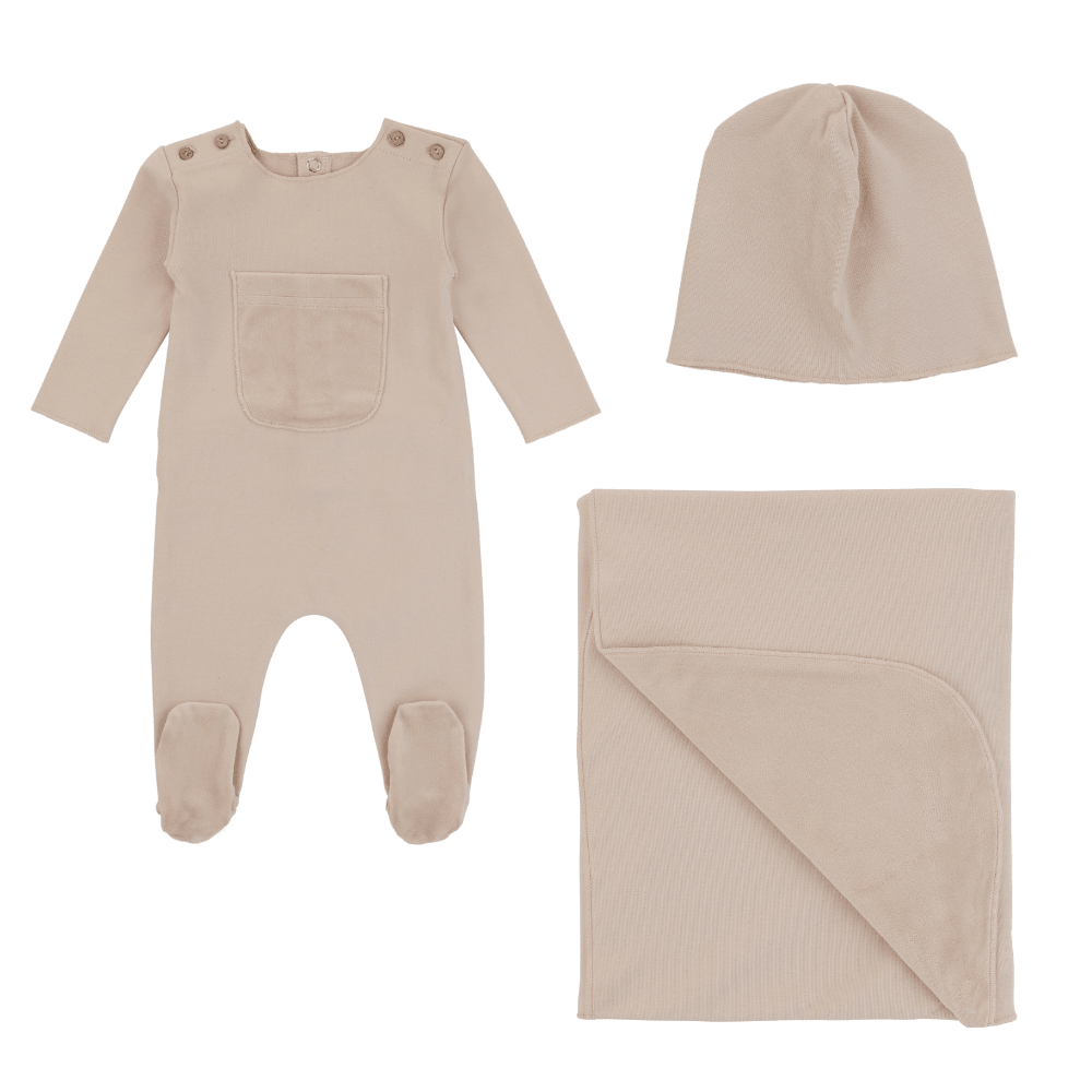 Noggi Cotton Footie Velour Pocket Layette Set