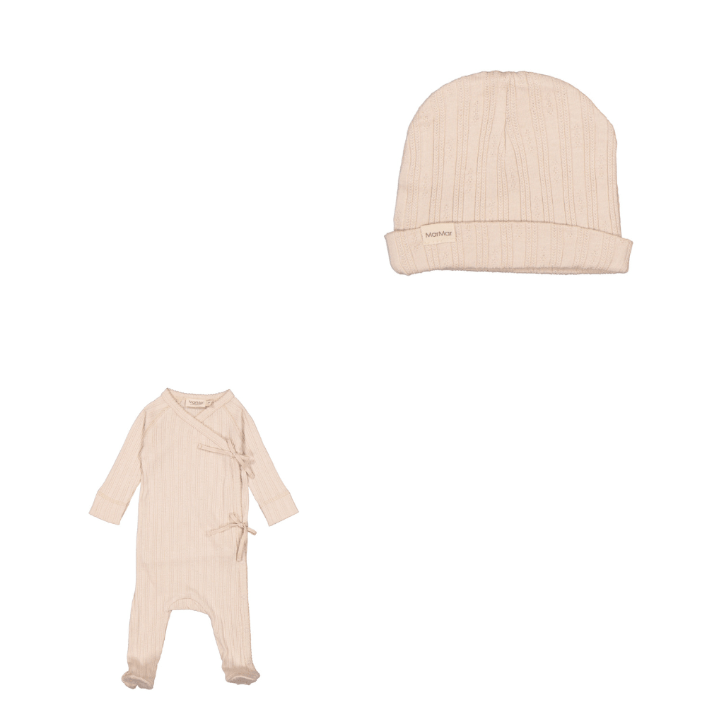 Marmar Modal Pointelle Rib Cream Taupe Footie & Hat