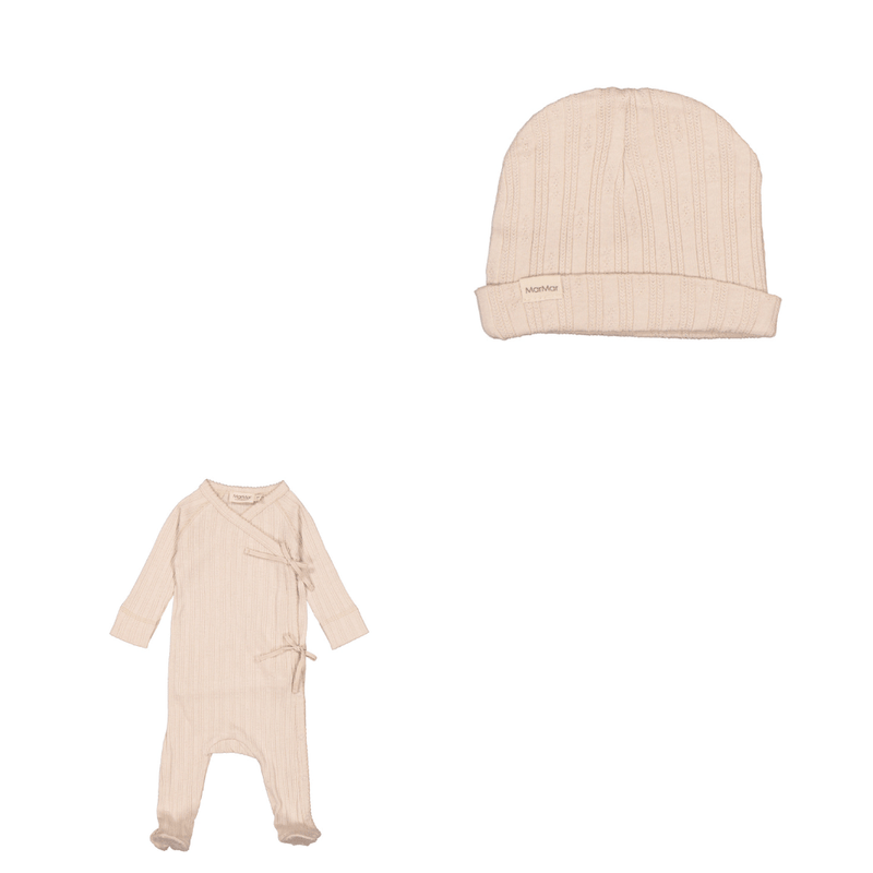 Marmar Modal Pointelle Rib Cream Taupe Footie & Hat