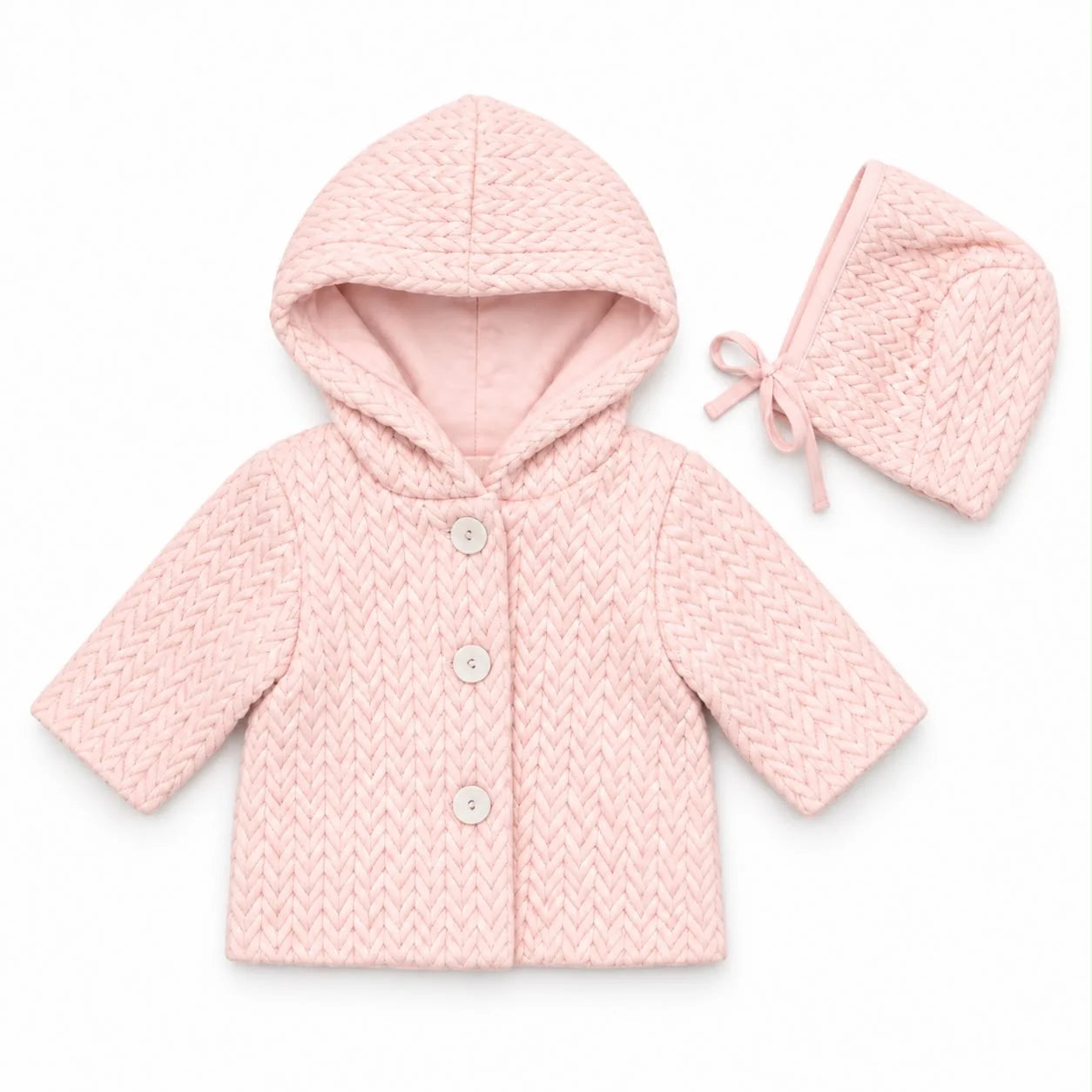 Pramie Knit Jacket & Bonnet - Mauve
