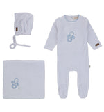 Bondoux Paci Embroidered White Velour Layette Set