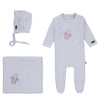 Bondoux Paci Embroidered White Velour Layette Set