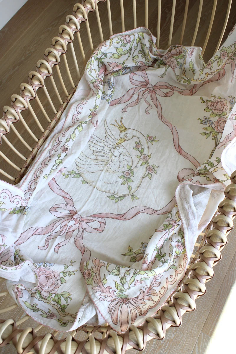 Little Threads Swan Garden Muslin Blanket