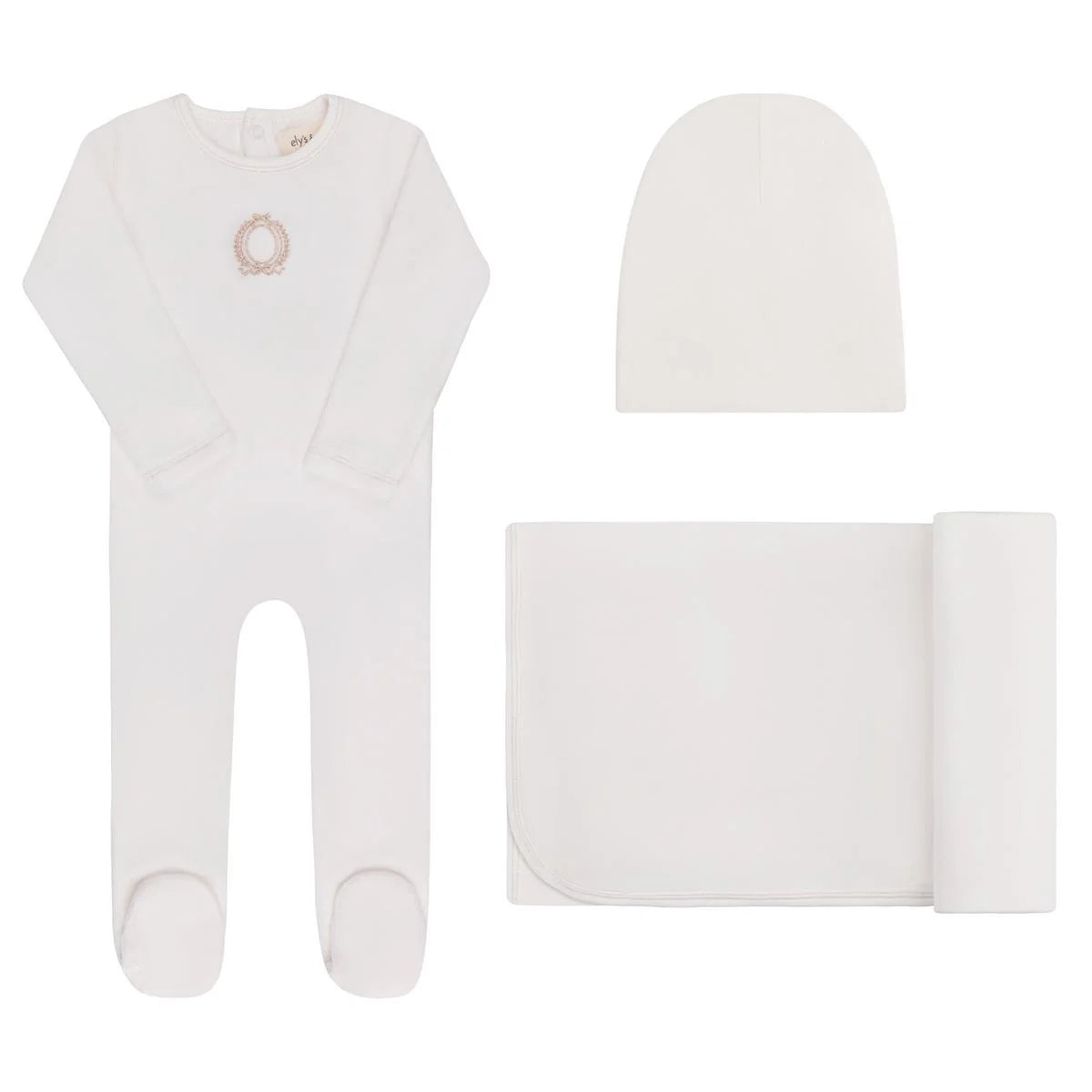Aurora Metallic Crest Layette Set - Ivory Girl