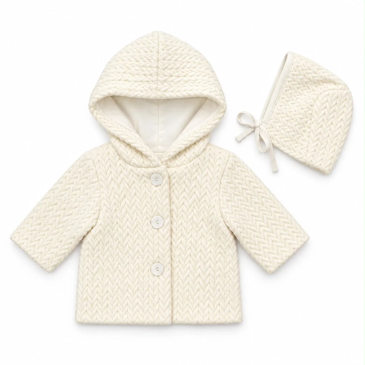 Pramie Knit Jacket & Bonnet - Ivory