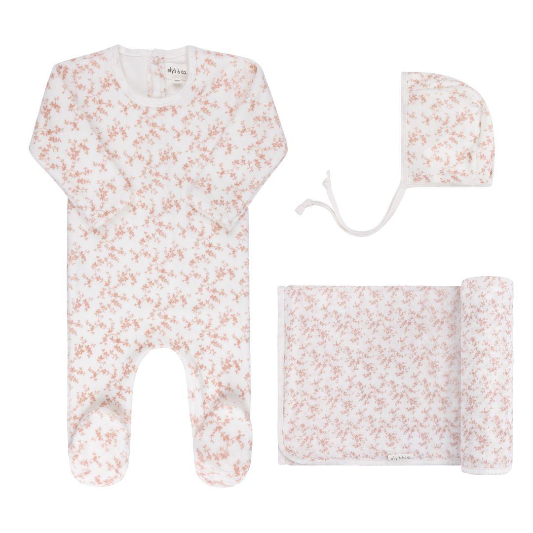 Elys & Co Velour Vine Pattern Layette Set