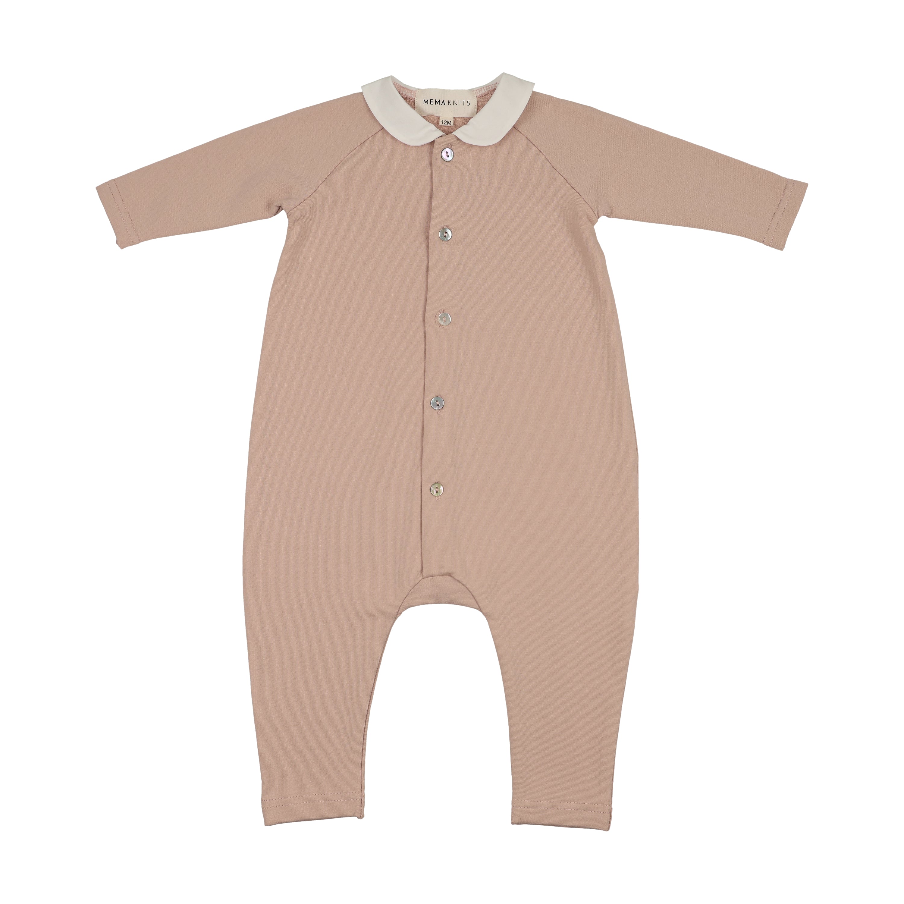 Mema Knits Collared Romper - Pale Pink