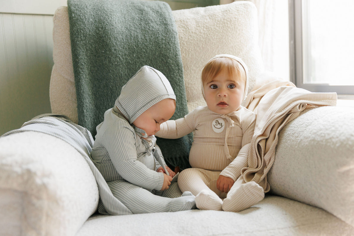 Aurora Rocking Horse Footie & Bonnet - Blue