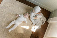 Aurora Embroidered Velour Collar Footie & Bonnet - Ivory Brown