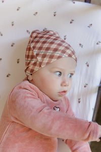 Elys & Co Velour Plaid Bear Footie & Beanie - Pink