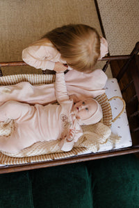 Aurora Embroidered Velour Collar Layette Set - Pink