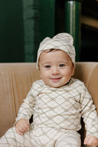 Aurora Cotton Plaid Print Footie & Hat