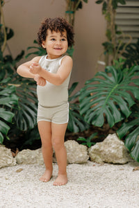 Elys & Co Ribbed Printed Palm Tank & Shorts - Sage