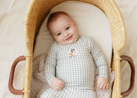 Elys & Co Owl Gingham Footie & Beanie - Blue