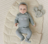 Elys & Co Cross Stitch Duckling Footie - Blue