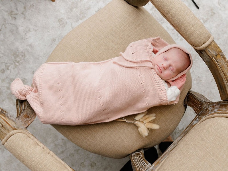 Peluche Pointelle Knit Cocoon & Bonnet