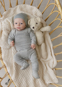 Elys & Co Velour Embroidered Floral Layette Set - Blue