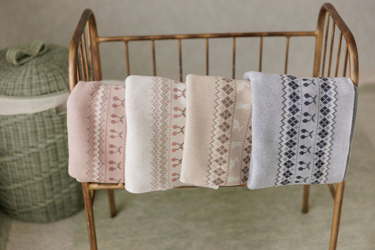 Looms Fair Isle Layette Set - Ivory Mauve