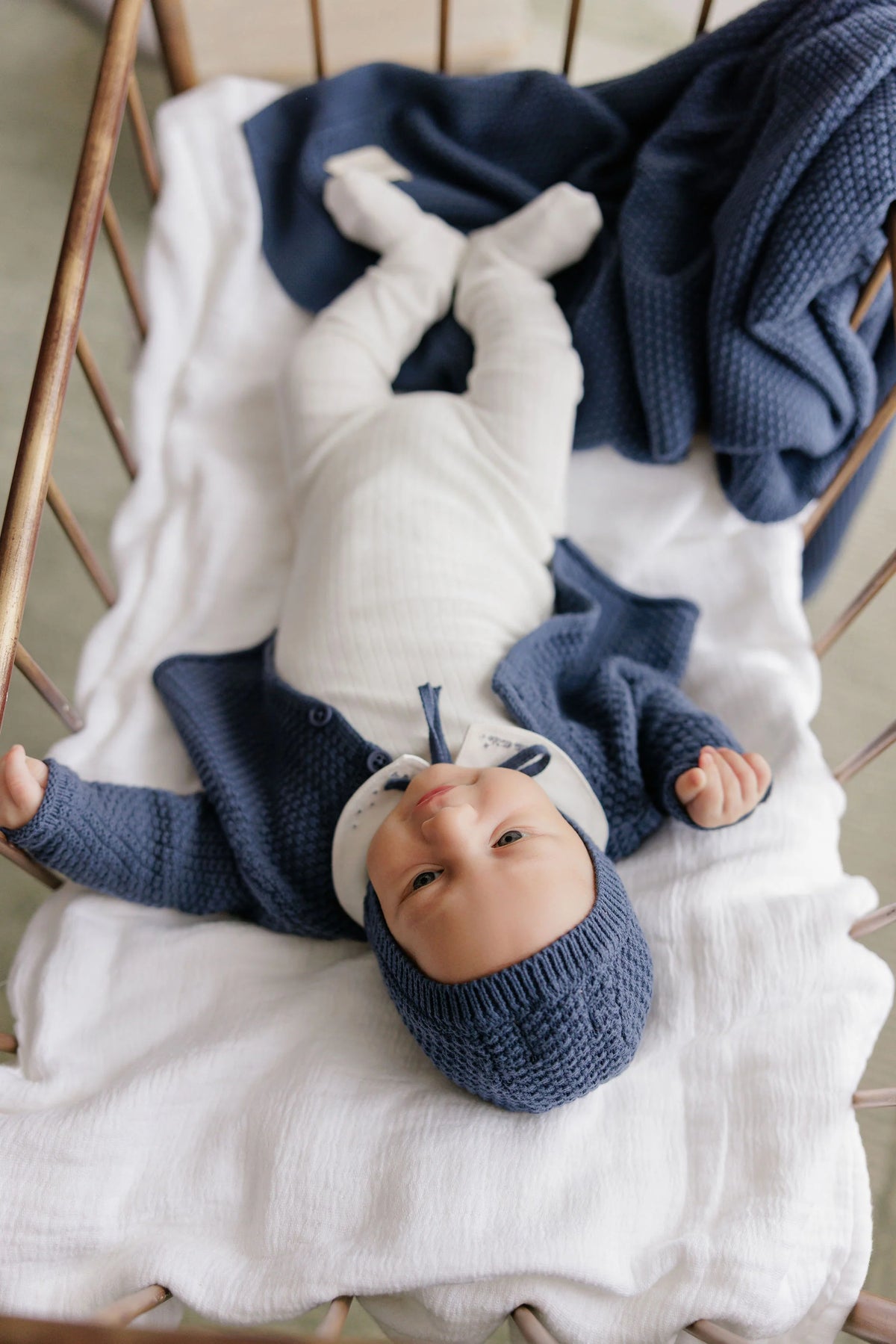 Elys & Co Floral Star Collar Layette Set - Ivory Blue