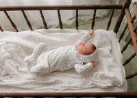 Aurora Floral Leaf Footie & Bonnet - Ivory Girl