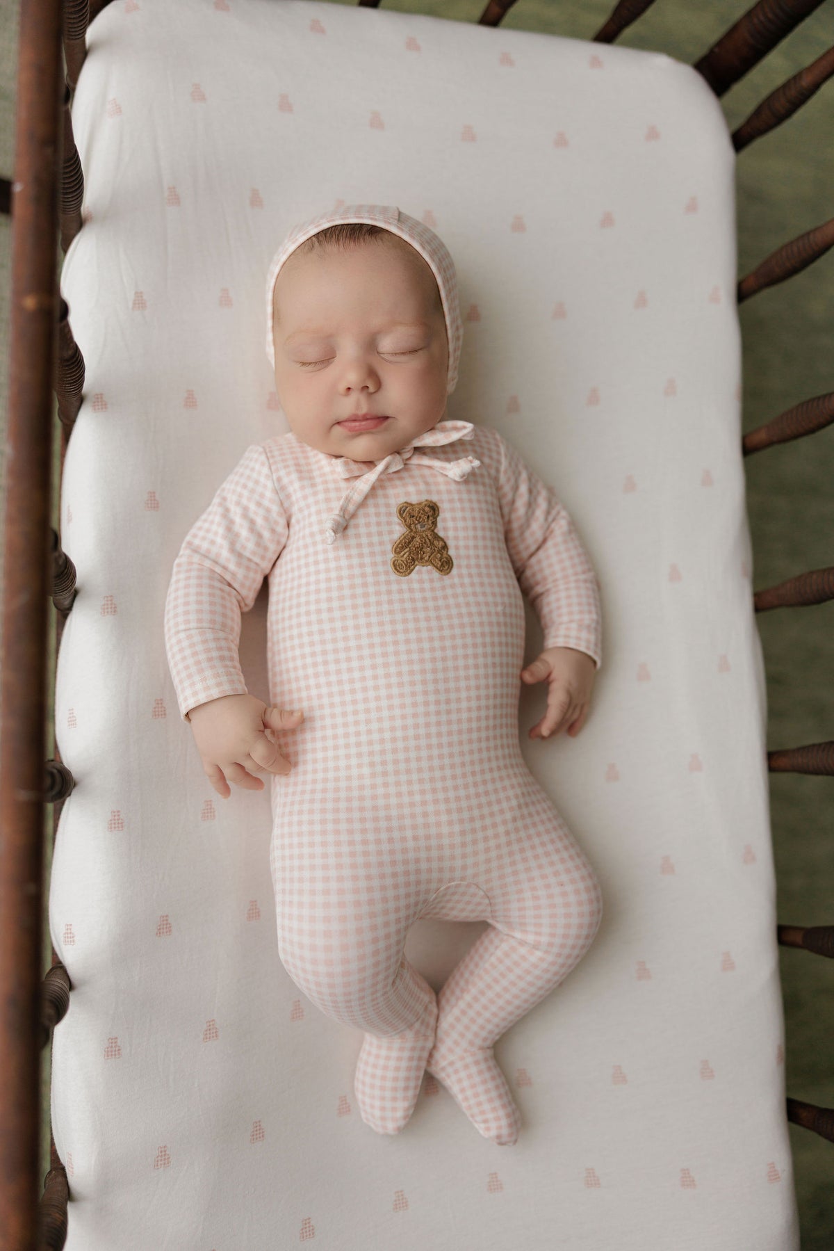 Elys & Co Gingham Teddy Footie - Pink