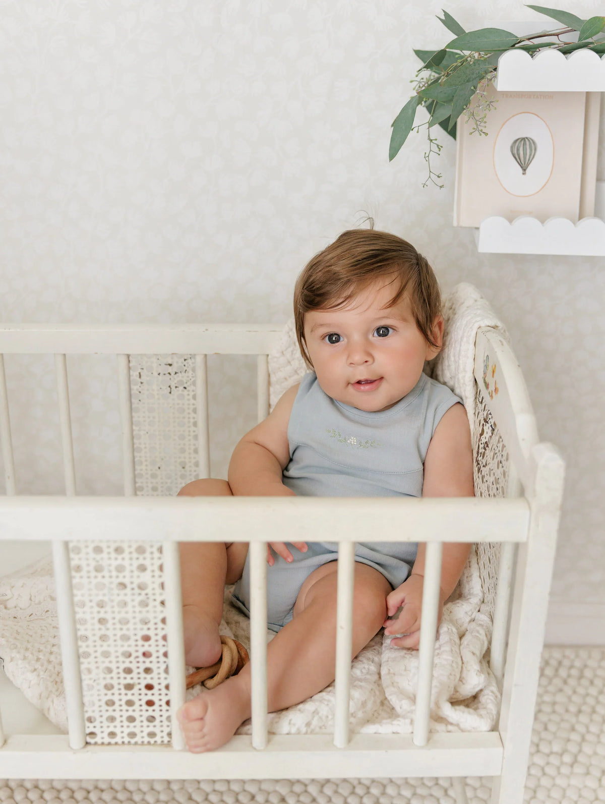 Mon Tresor Linen Bloom Romper - Sapphire Blue