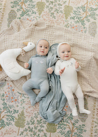 Elys & Co Cross Stitch Duckling Layette - Ivory Blue