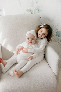 Elys & Co Bunny Footie & Beanie - Ivory Pink
