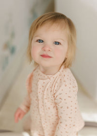 Aurora Floral Rib Romper & Cardigan - Pink