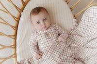 Elys & Co Plaid Sheep Footie & Beanie - Mauve