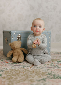 Aurora Floral Rib Romper & Cardigan - Blue