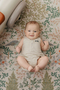 Aurora Checked Race Car Romper - Tan