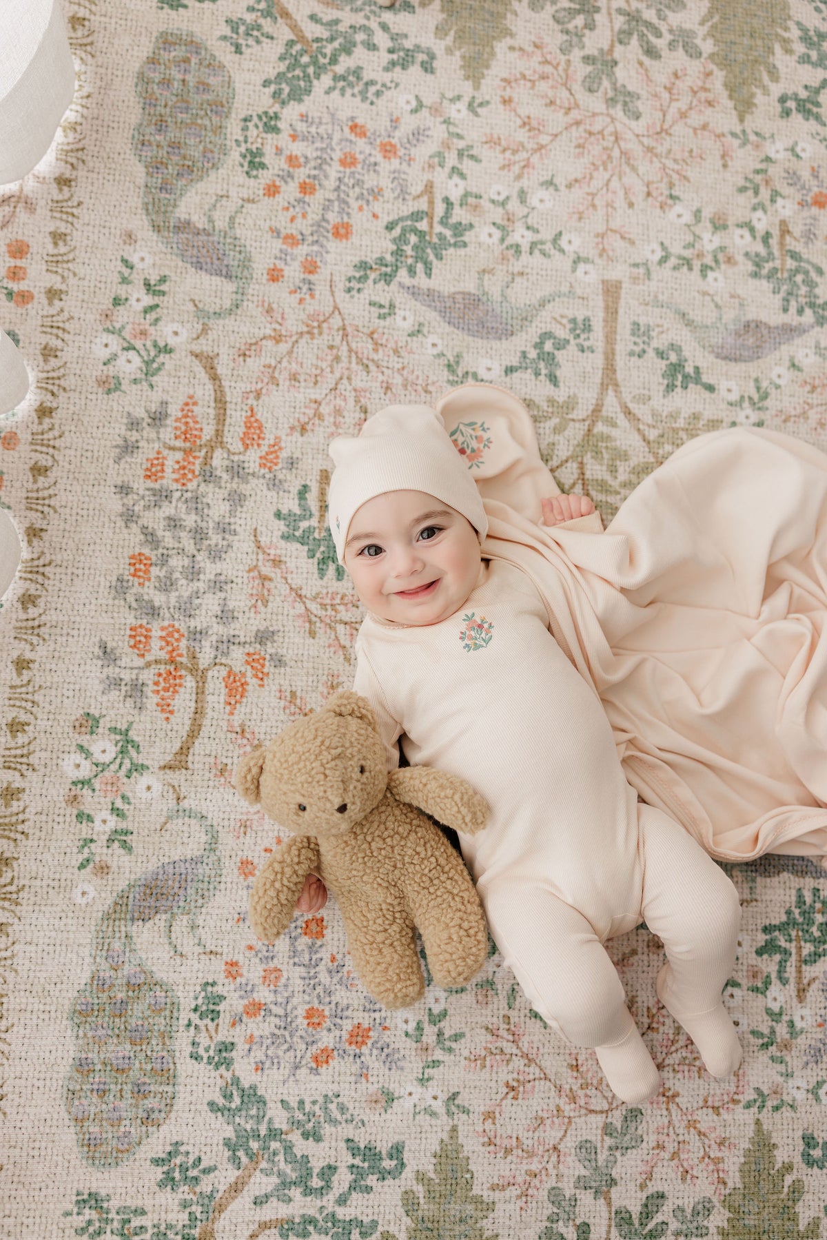 Elys & Co Ribbed Floral Embroidered Layette Set - Pink