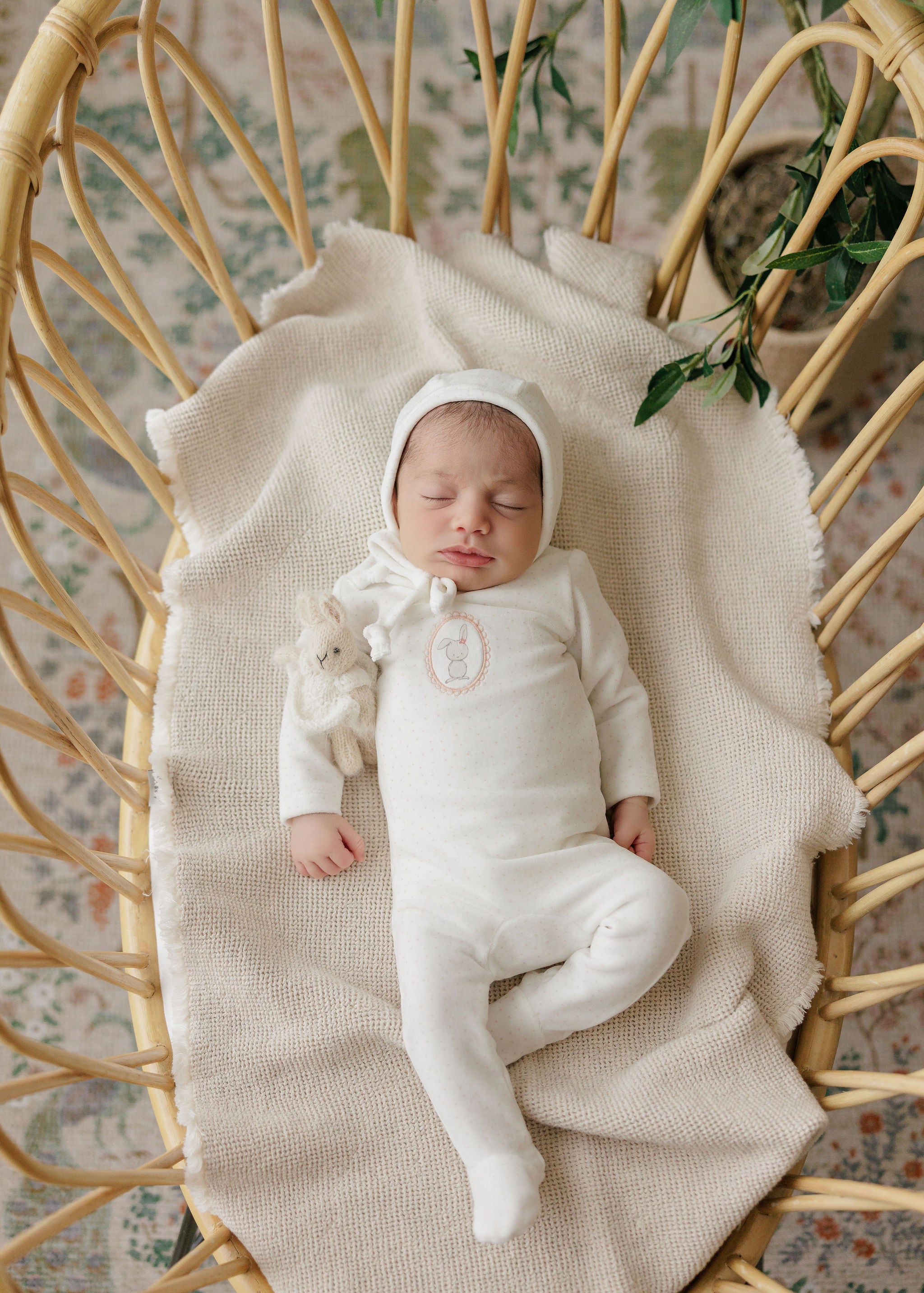 Aurora Bunny Pin Dot Layette Set - Ivory Girls