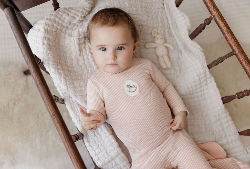 Aurora Rocking Horse Footie & Bonnet - Pink