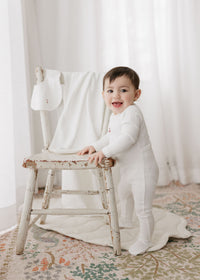 Aurora Pointelle Bow Print Layette Set - Ivory/Pink