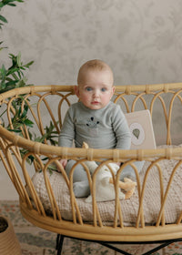 Elys & Co Stripe Footie & Beanie - Ivory Blue