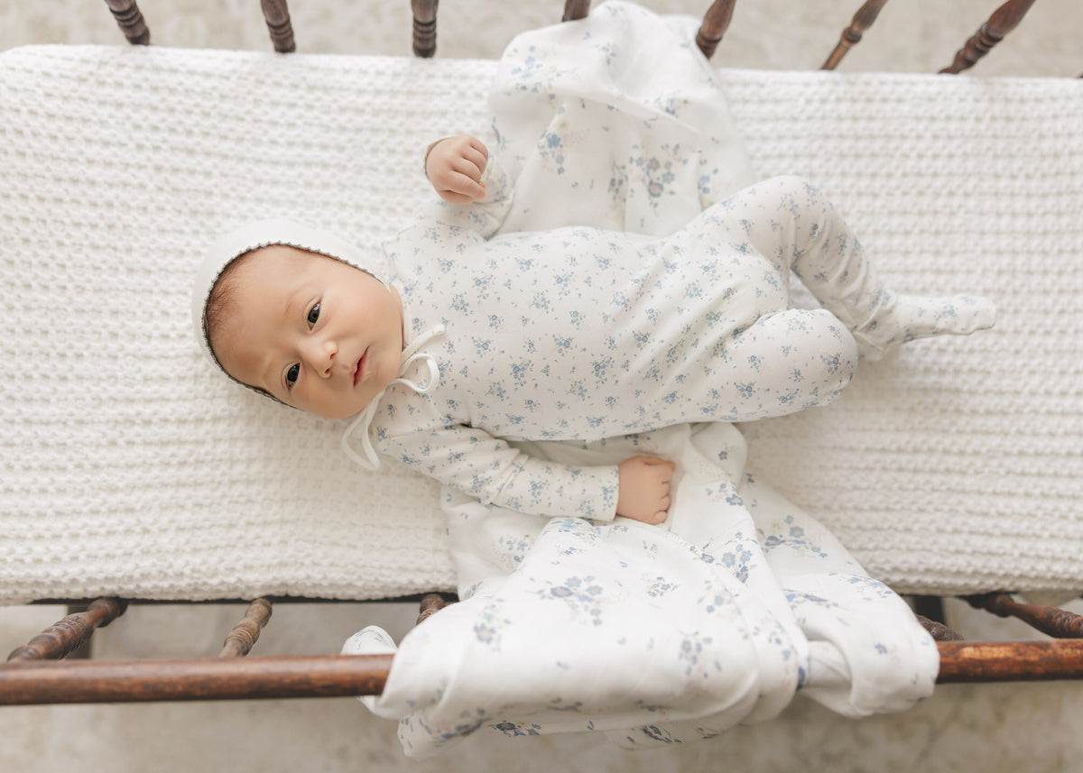 Peluche Floral Layette Set - Blue