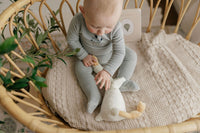 Elys & Co Stripe Footie & Beanie - Ivory Blue